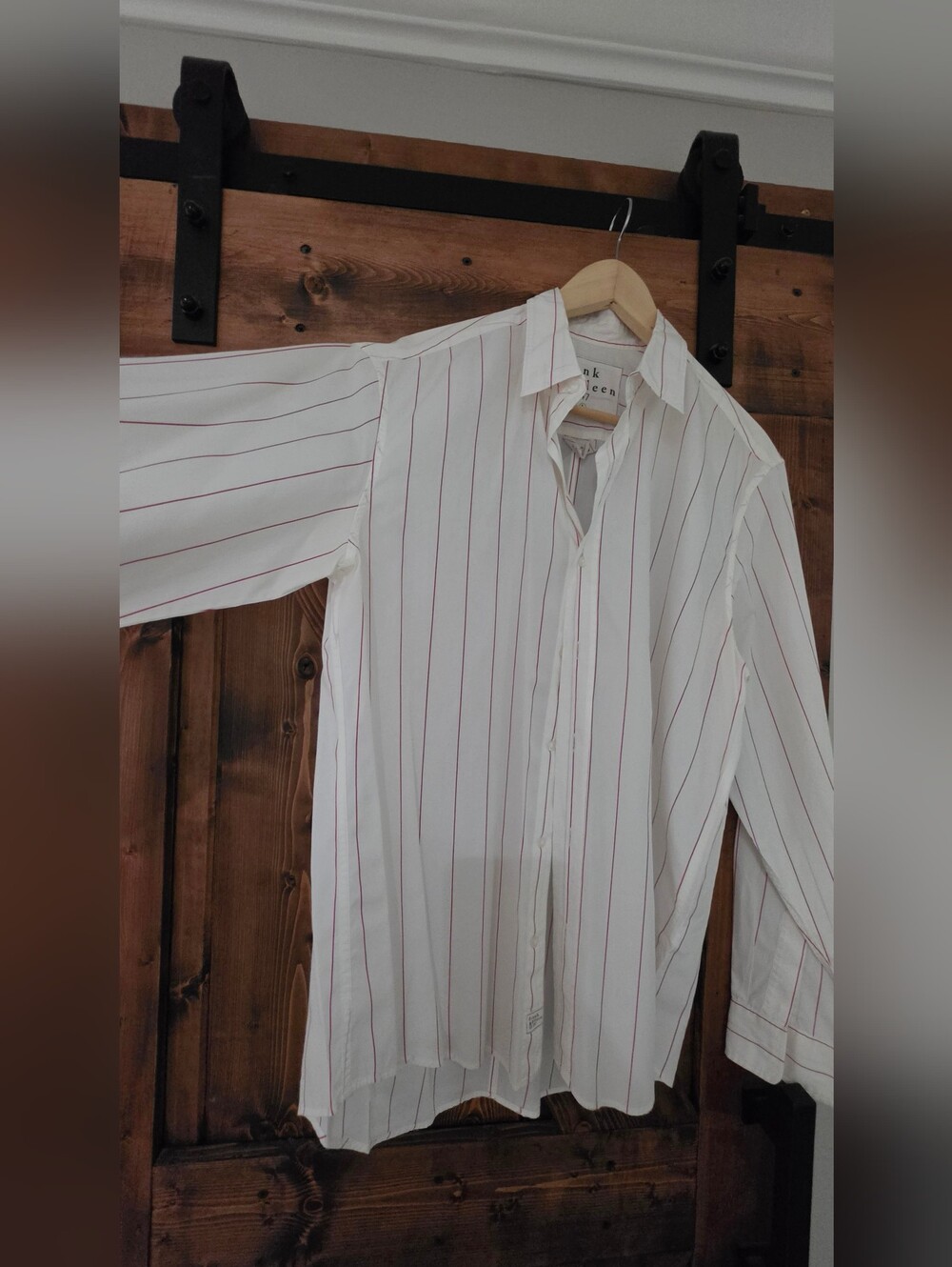 Frank & Eileen White Shirt with Red Pinstripes